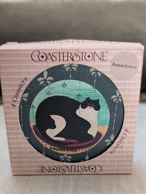 Vintage CoasterStone Warren Kimble Fat Cats Coasters Set of 4